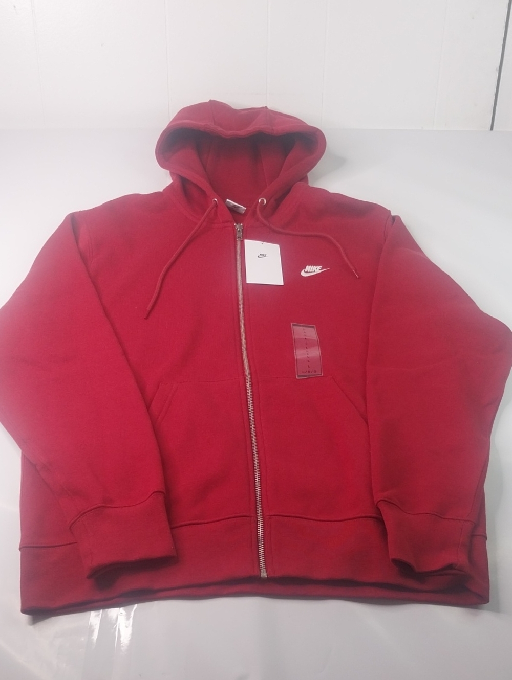 Nike Dark Red Full-Zip Hoodie with White Swoosh Logo